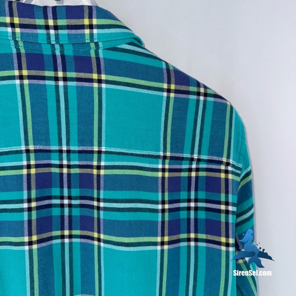 1165 J. Crew - The Boy Shirt - Plaid Button Up - Size 4 - Teal/Navy - Picture 9 of 14